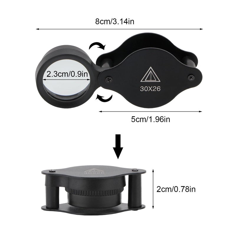 Rongon Pocket Folding Magnifying Glass Jewelers Loupe Magnifier 30X 26MM Small Magnifying Glasses Jewelry Loop Magnifiers Hand Lens for Gemstone Jewelry Gemstones Stamp - Image 2